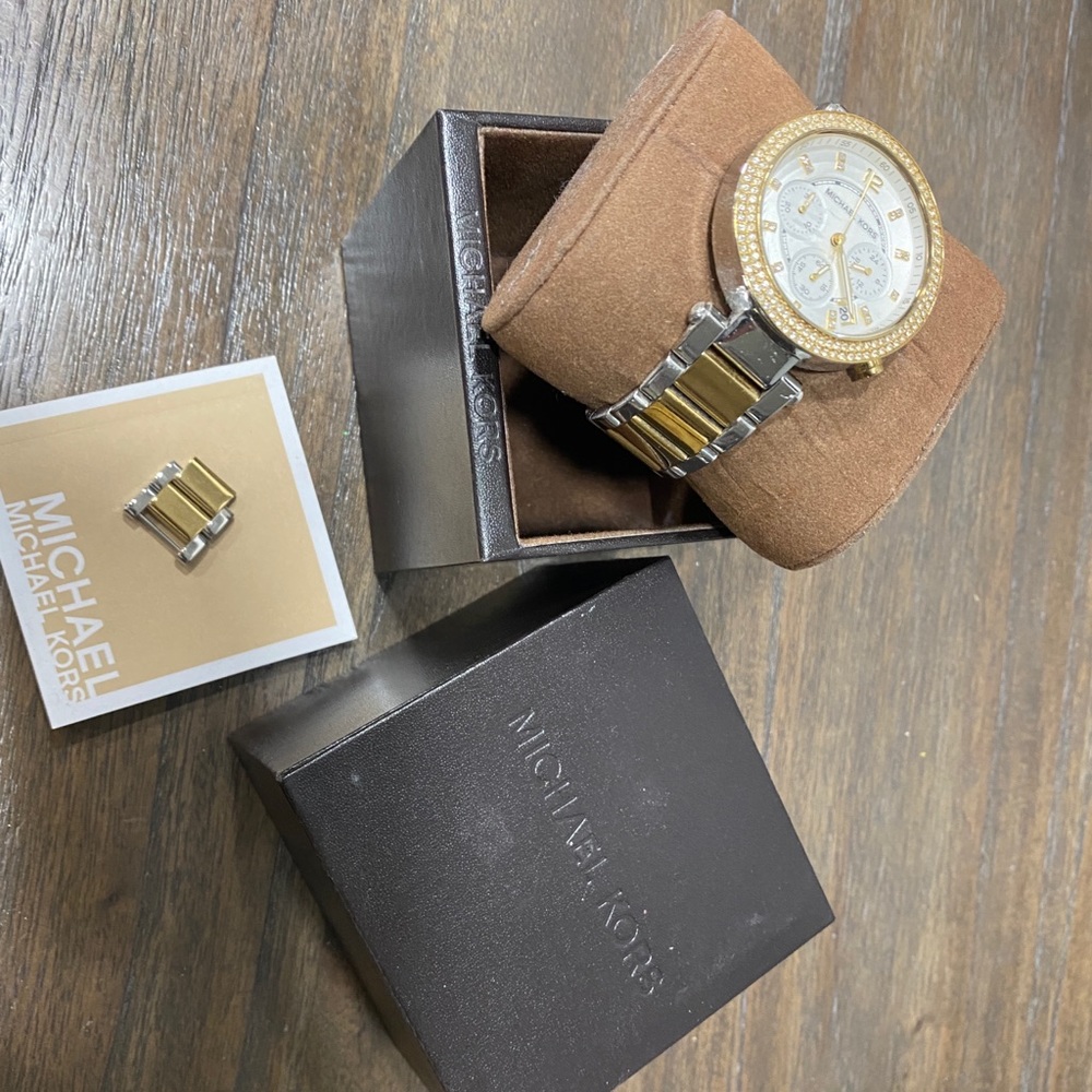 Michael Kors silver and gold watch.